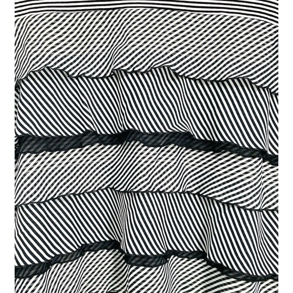 Alfred Dunner Womens B-W Shirt Striped Short Sleeve Stretch Scoop Neck Ruffled L - Picture 2 of 7